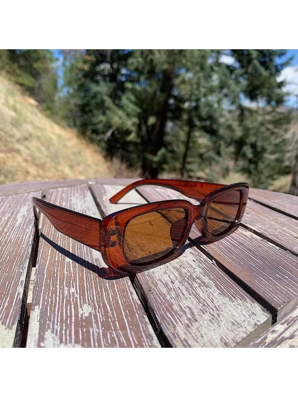 Vintage y2k style Burgundy Brown high quality square shaped sunglasses. Tinted
